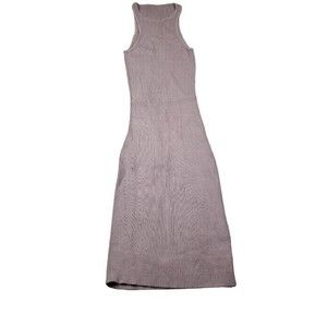 Abercrombie XS Tall Sleeveless Ribbed Knit Stretch Midi Dress Beige Brown